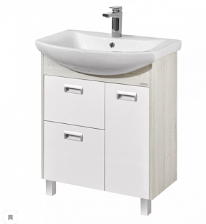 Комплект мебели 70 "Бекка-70" напольная 1 дв.+2ящ. белый/дуб AQUATON 1A208701BAC20 (ум.Балтика,70)