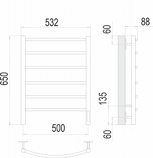 Полотенцесушитель "Классик" 500х650 П6  электро TERMINUS
