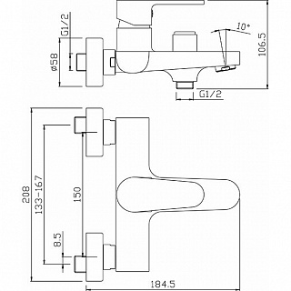 Смеситель д/ванны TIMOS кор.излив перекл.кнопка 3505L  ARGO 41083  АКЦИЯ