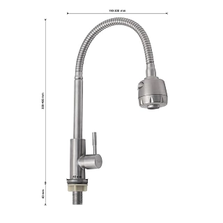 Смеситель MAGNUS МОНО с гибким изливом нерж.ст. САТИН (9213)