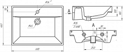 Комплект мебели 60 "Енисей-60" напольная 2 ящ. MISTY (ум.Амалфи-60)