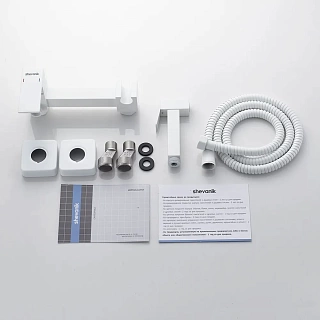 Смеситель с гиг. душ настенный белый матовый SHEVANIK S137C