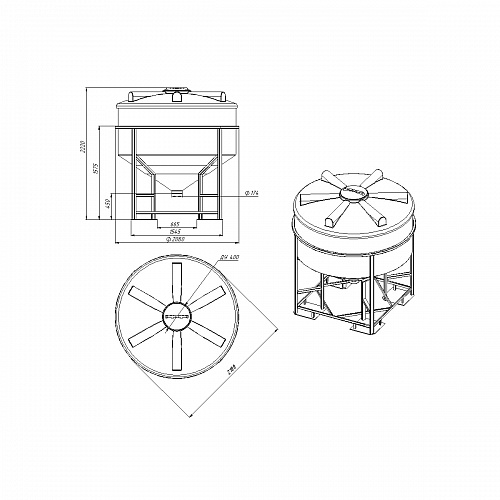 Емкость ФМ 3000л в обрешетке