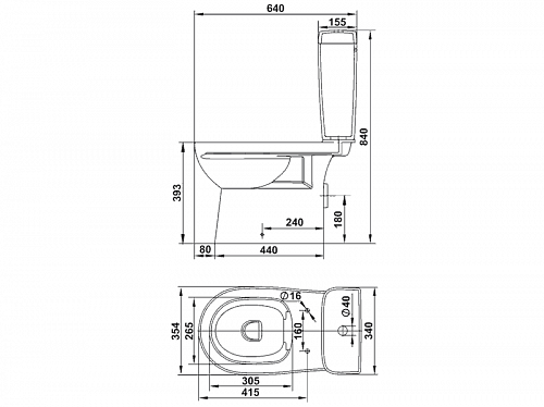 Унитаз-компакт КЕРАМИН "Альбано" безободковый, дюр./сид. м/лифт