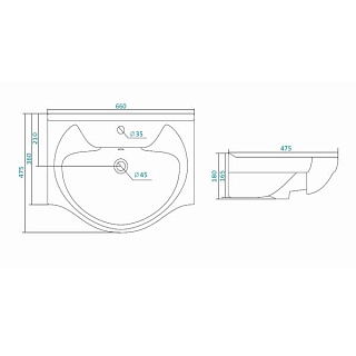 Комплект мебели 65 "Эльбрус-65" напольная 2 дв. белая MISTY (ум.Байкал-65)