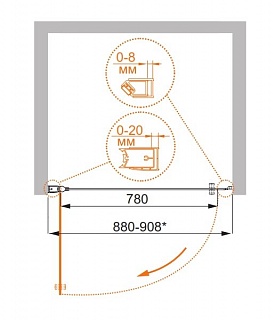 ДУШЕВАЯ ДВЕРЬ В НИШУ CEZARES ELENA B-1 70-P-Cr-L