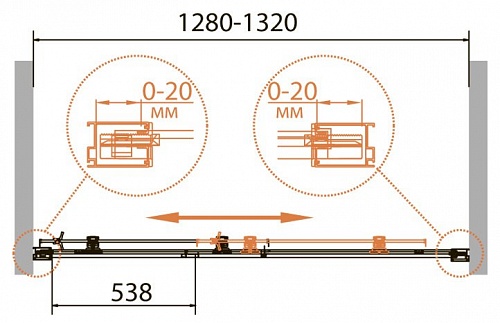 ДУШЕВАЯ ДВЕРЬ В НИШУ CEZARES RELAX-BF-1 130-P-Bi