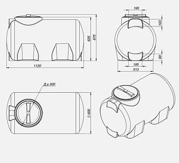 Емкость H-300 черная (ВxШxД: 675x600x1120) ВЫГОДА
