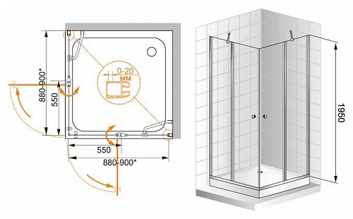 ДУШЕВОЙ УГОЛОК CEZARES ELENA A-22 120-P-Cr