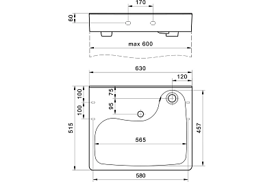  Умывальник на стиральную машину "Клио" с/отв. 50*60 в компл с кронштейнами