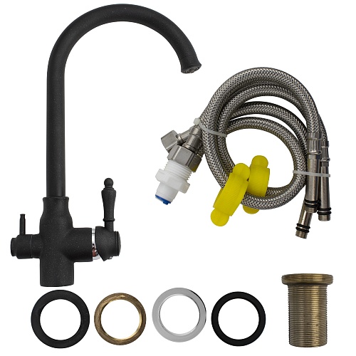 MAGNUS Смеситель д/кухни, ЧЕРНЫЙ, под фильтр, латунь код 8241