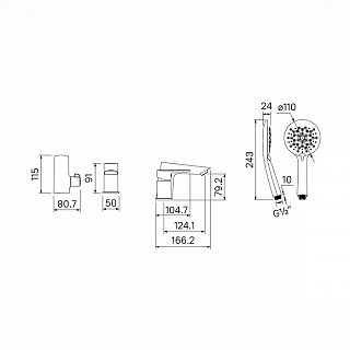 Смеситель на борт ванны на 3 отверстия с керамическим дивертором, Cloud, IDDIS, CLOWG30i07