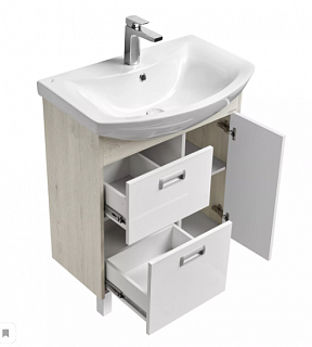 Комплект мебели 70 "Бекка-70" напольная 1 дв.+2ящ. белый/дуб AQUATON 1A208701BAC20 (ум.Балтика,70)