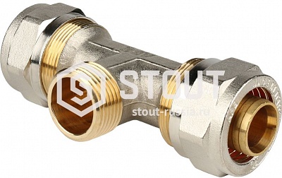 Тройник-переходник с наружной резьбой 16х1/2"х16 SFS-0011-001216 STOUT