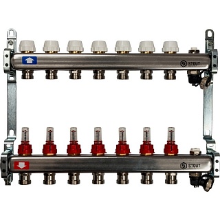 Коллектор 7-вых. нерж.ст. с расходомер. (SMS 0927 000007) STOUT