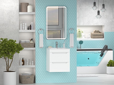 Комплект мебели 50 "Бриз-50" подвесная 2 ящ. белая матовая эмаль (ум.Breeze-50) MISTY