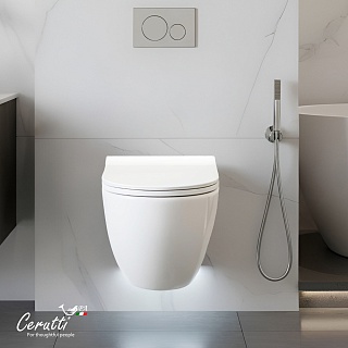 Унитаз подвесной Cerutti  SPA "AMICI  Aria Tornado" безободковый сид.дюропл.м/лифт CT11388 АКЦИЯ!!