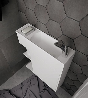 Комплект мебели 60 "Stretto-60" подвес., белый глян. 1 ДВ 1 Марка (ум.Акриловый+сифон+донный клапан)