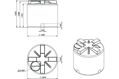 Емкость Т-2000 (H1340xD1530) черная ВЫГОДА