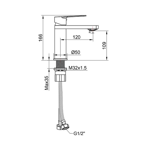 Смеситель д/умывальника "KOBE" (KOB-1011) вороненая сталь TOKITO