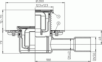 HL 510N  трап с гориз.выпуском, DN 40/50