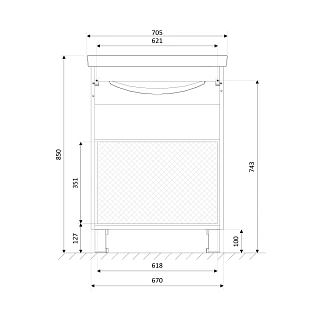 Комплект мебели 70 "Aris-70" напольная, дуб вотан/белый 2 ящ. 1 Марка (ум.COMO-70)
