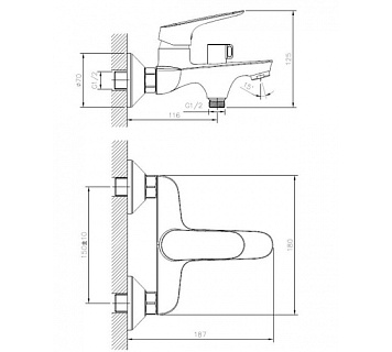 Смеситель д/ванны "Katagami" (KAT-1014) короткий излив TOKITO снято с производства