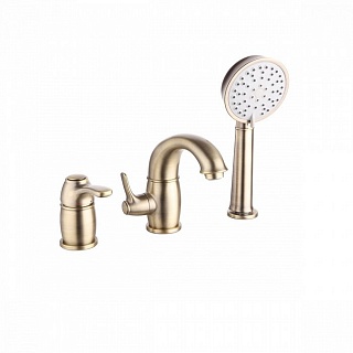 Смеситель на борт ванны на 3 отверстия с керамическим дивертором, бронза, Oldie, IDDIS, OLDBR30i07