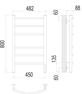 Полотенцесушитель "Классик" 450х600 П6 КС электро белый матовый (RAL 9003) TERMINUS 