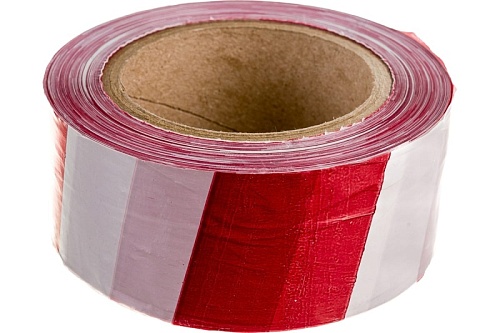 Лента сигнальная красно-белая  (50мм L-200м)