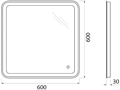 Зеркало 60 "BelBagno" c LED подсветкой (сенсор на зеркале) 600х600 SPC-MAR-600-600-LED-TCH