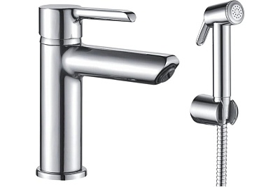 Смеситель д/раковины с гиг.душем SHEVANIK хром S6071