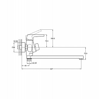 Смеситель д/ванны G-lauf (LEF7-A232) ф35 встр.перекл.  длинный излив (6)