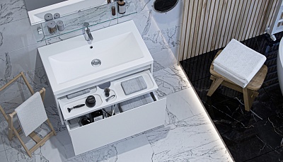 Комплект мебели 80 "KLAUFS-80" подвесная белая 1 ящикVELVEX (ум.COMO-80)