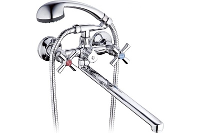 Смеситель д/ванны G-lauf (QMT7-B722) крест кер.плоский излив 310мм