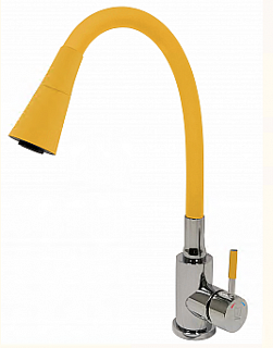 Смеситель д/кухни SOLID d35 двухрежимн. желтый гибкий излив, нерж. гайка 3512 ARGO 43343