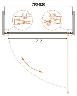 ДУШЕВАЯ ДВЕРЬ В НИШУ CEZARES RELAX-B-1 80-P-Bi-L