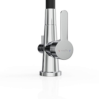 Смеситель д/кухни "AISAI" (AIS-1018) хром под фильтр с гибким изливом черный TOKITO (фитинг под фильтр выписывать дополнительно арт.46553)