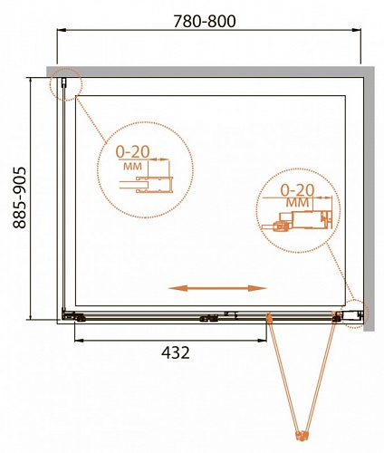 ДУШЕВОЙ УГОЛОК CEZARES RELAX-AHS-1 80/90-C-Bi