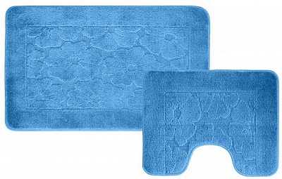 Набор ковриков (2 предмета) "CLASSIC" квадраты голубой 00282