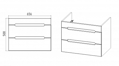 Комплект мебели 70 "Марсель-70" 2 ящ. подвесная белая VIANT (ум.COMO-70) 