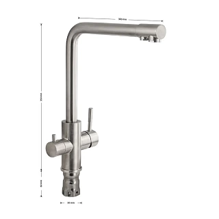 MAGNUS Смеситель д/кухни, Г-образный излив,под фильтр нерж. ст. марка 304, код: 91122