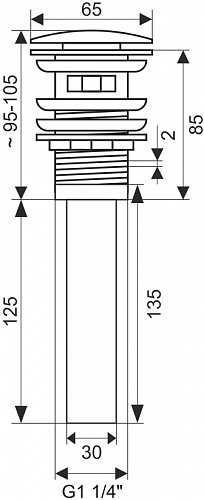 Донный клапан MELANA Т201В черный с переливом