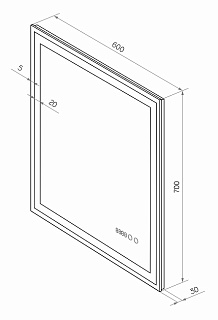Зеркало 60 "Clamm Led" c LED подсветкой (сенсор на зеркале) + подогрев 600х700 (ЗЛП4790) Континент