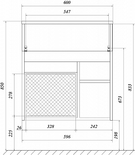 Комплект мебели 60 "Mira-60" подвес., белый глян. 2 ДВ 1 Марка (ум.Акриловый+сифон+донный клапан)