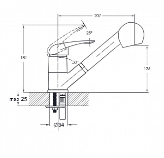 Смеситель д/кухни Solone (KEN4-A031)  вытяжной излив