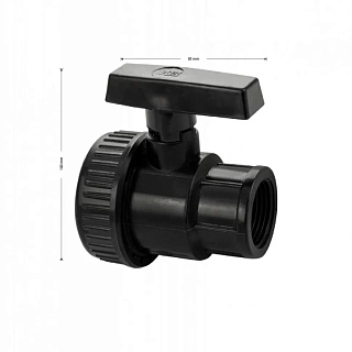 Кран шаровый 1" г/г, РАЗБОРНЫЙ, ручка - бабочка, из высокопрочного АБС MAK (4705)