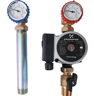 Группа насосная с прямым контуром 3/4" с насосом Grundfos UPSO 15-65 в теплоизоляции (SDG-0001-002002) STOUT