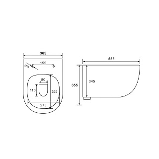 Унитаз подвесной безободковый Vincea "Evo" белый 55см.сиденье slim м/л  VT1-34
