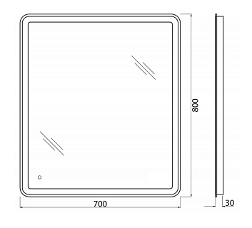 Зеркало 70 "BelBagno" c LED подсветкой и сенсорным выключателем 700х800 SPC-MAR-700-800-LED-TCH